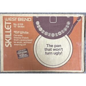 Vintage West Bend 12” Electric Skillet Aluminum Nonstick immersible Blue & White